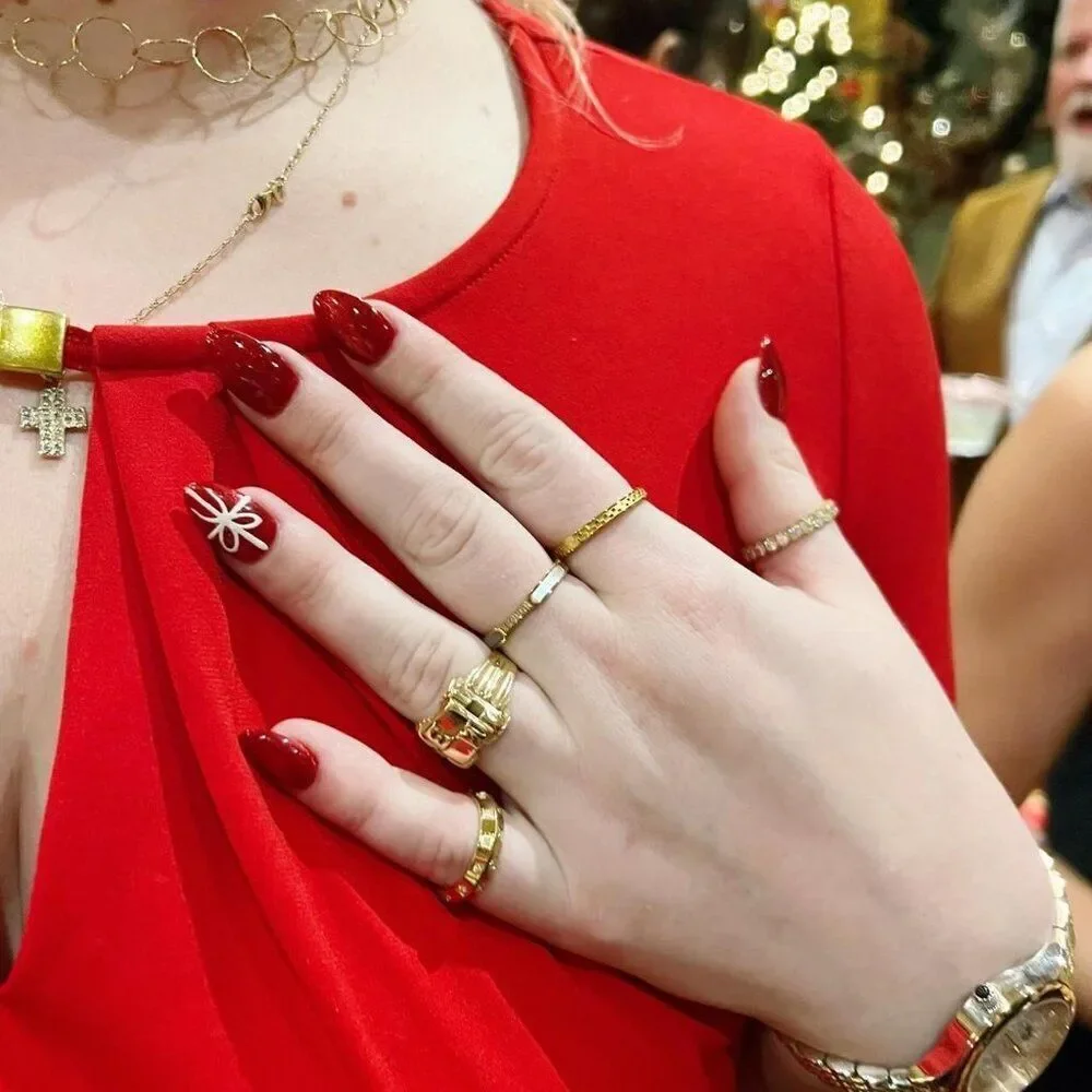 New! “Mia” Dainty Checkered Gold Ring